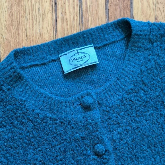 Prada Textured Cardigan - Deep Teal - Picture 2 of 3